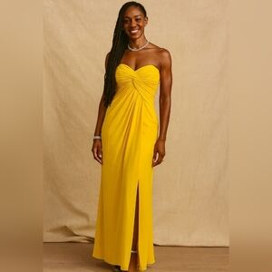 Source Unknown Strapless Yellow Gown